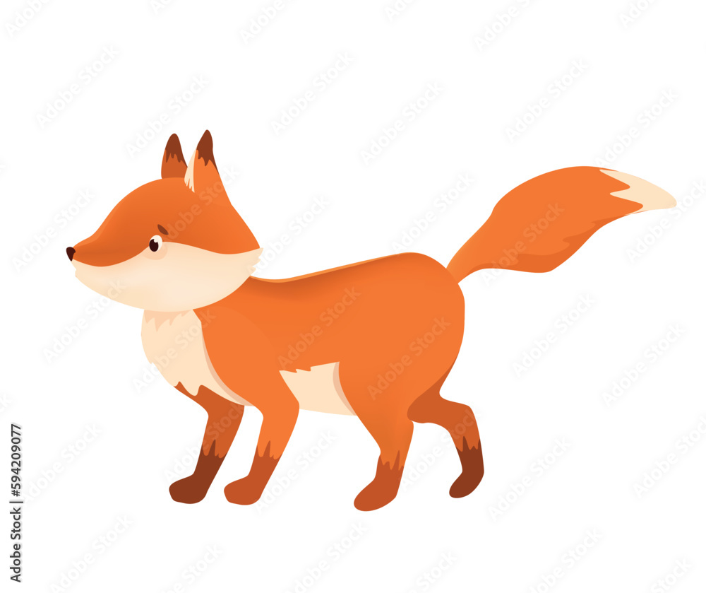 Concept Autumn forest red fox. This illustration features a flat, vector, cartoon-style design of a fox in an autumn setting, on a white background. Vector illustration. Concept Autumn forest red fox. This illustration features a flat, vector, cartoon-style design of a fox in an autumn setting, on a white background. Vector illustration.