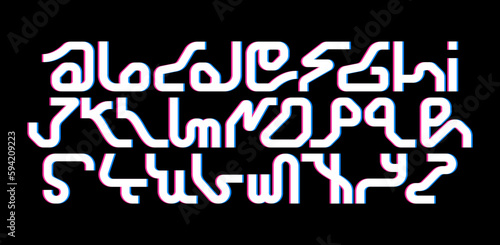 Cyberpunk Alphabet, a sci-fi inspired font with a high-tech futuristic design, with neon lettering lines representing techno culture. It's perfect for games, sports or any project.