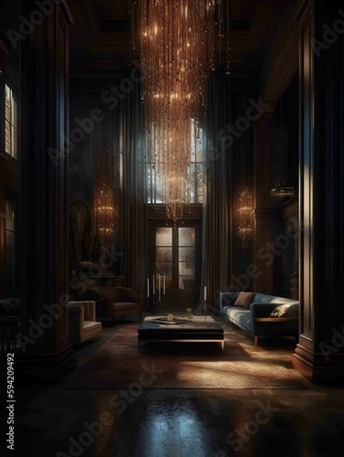 luxurious interior design with marble. hotel interior. Generative AI