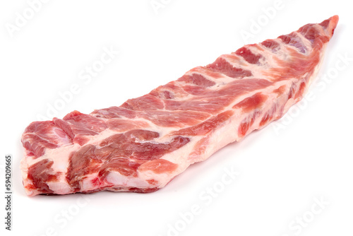 Pork belly ribs, isolated on white background.