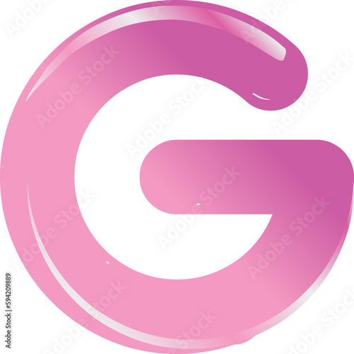 Pink bold alphabet letter G