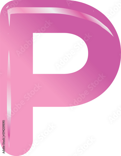 Pink bold alphabet letter P photo