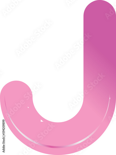 Pink bold alphabet letter J photo