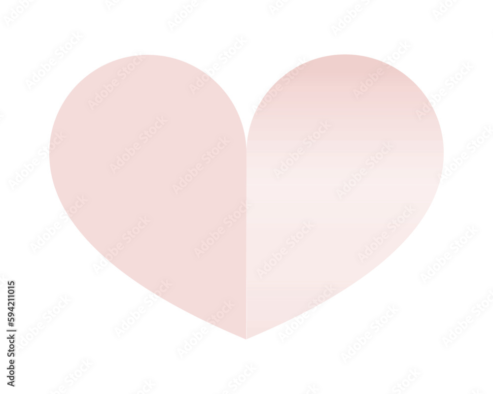 Simple Romantic Vector Illustration with Big Heart. Romantic Art with Pastel Pink Heart Isolated on a White Background. Delicate Elegant Valentine's Day Print ideal for Card, Wall Art. Love Symbol.