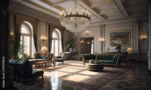 luxurious interior design. hotel interior with marble. Generative AI