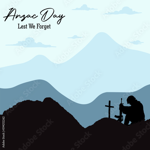 anzac day lettering vector. suitable for card, banner, or poster