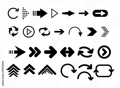 Collection of different arrows black icons vector illustration
