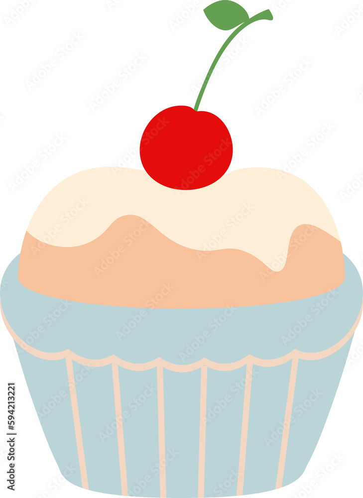 Cupcake with icing and cherry Sweet food icon Gesign element Cupcake with icing and cherry Sweet food icon Gesign element