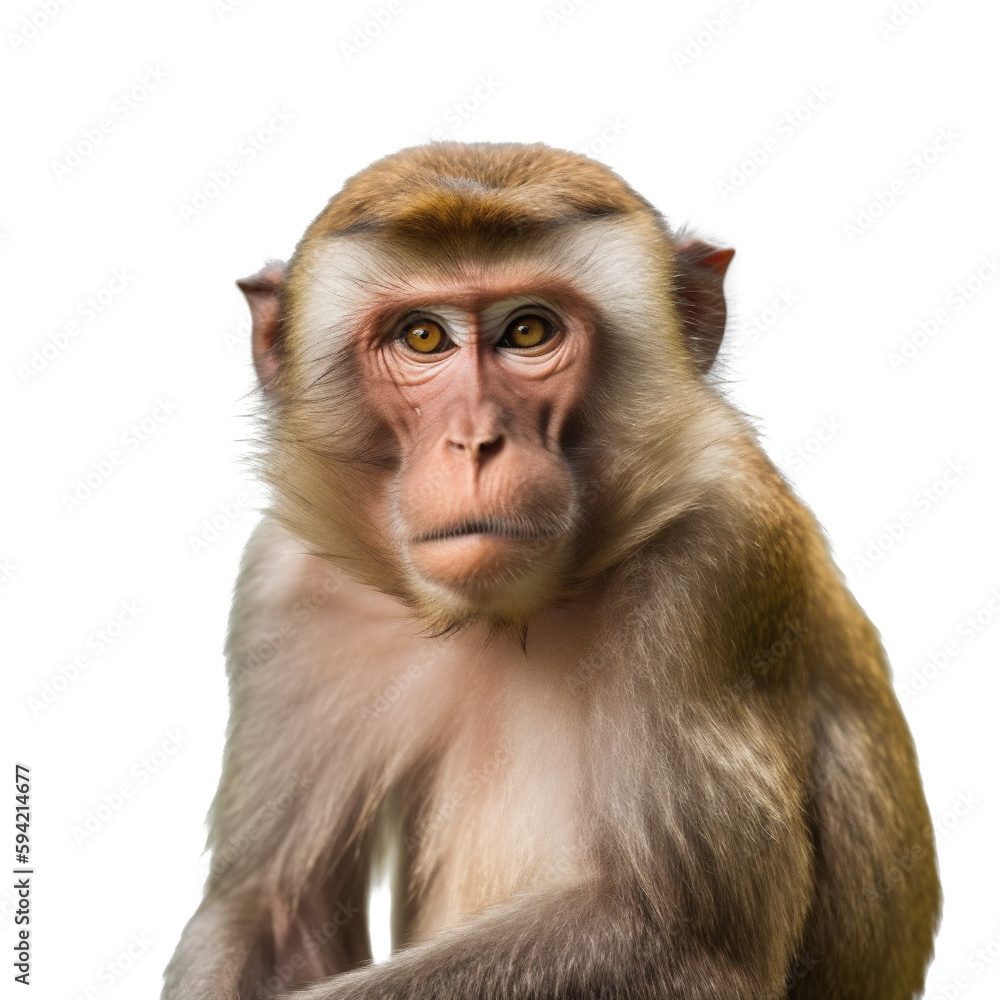 Close-up Barbary Macaque Monkey Front View, Ape Head Portrait. Generative AI Close-up Barbary Macaque Monkey Front View, Ape Head Portrait. Generative AI