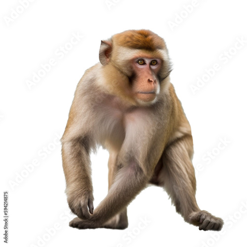 Barbary Macaque Portrait in the Wild. Generative AI