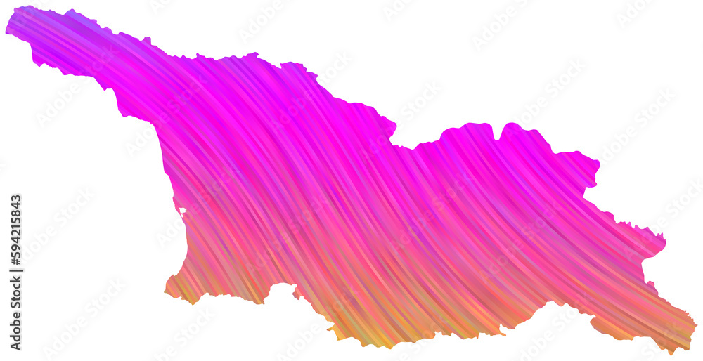 Georgia map in colorful halftone gradients. Future geometric patterns of lines abstract on transparent background.