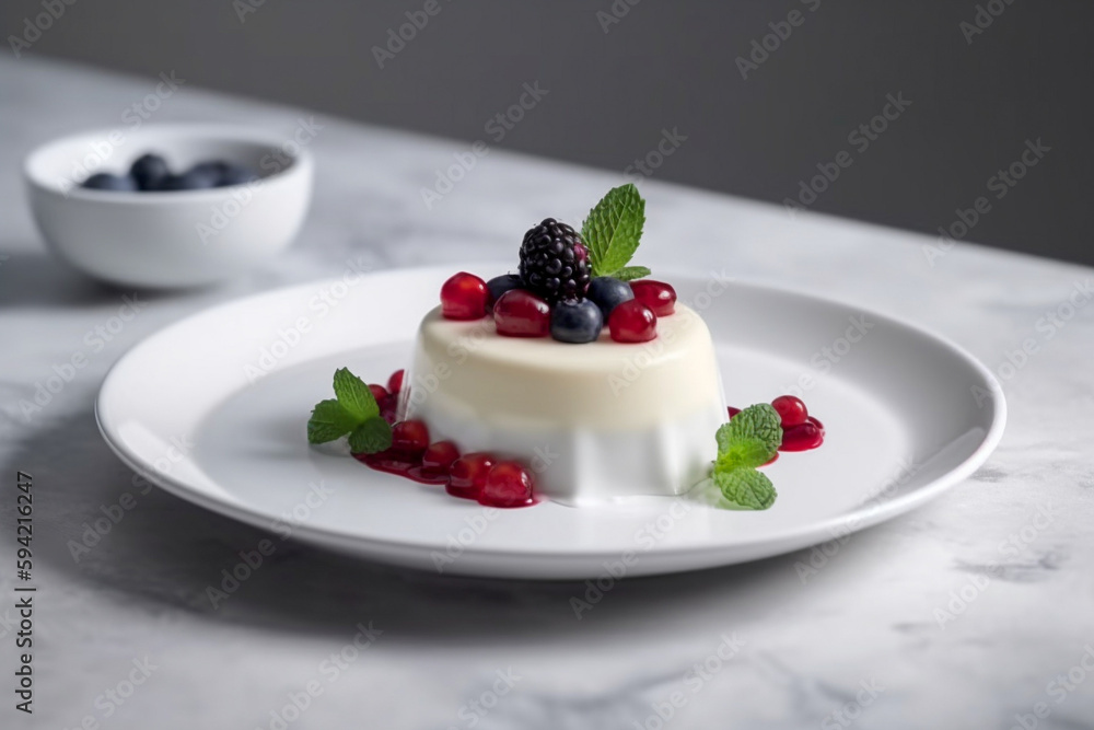 Tasty panna cotta dessert. Super photo realistic background. Generative ai illustration Tasty panna cotta dessert. Super photo realistic background. Generative ai illustration