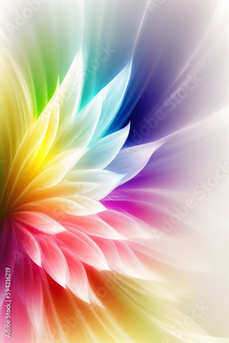 A close up of a cell phone screen with a pastel colorful background and curved design. Rainbow colors on a white background. Selective focus. Generative AI