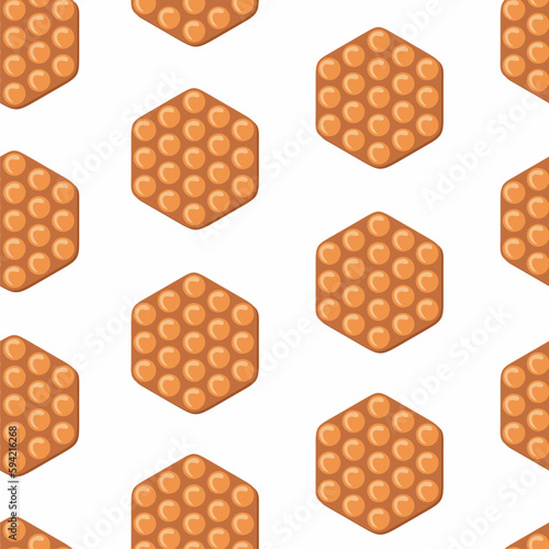 Bubble waffles seamless pattern. Summer food illustration isolated on white for use on cookbooks, menus