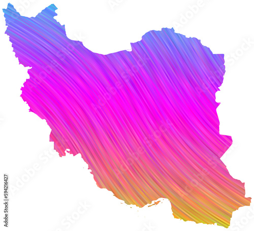 Iran map in colorful halftone gradients. Future geometric patterns of lines abstract on transparent background.
