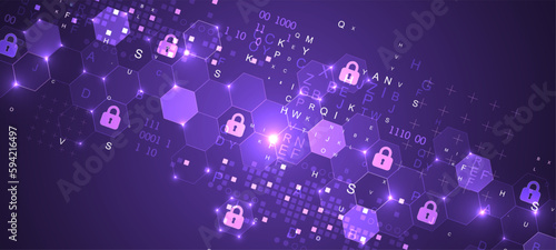 Secure digital background. Virtual confidential, programming protection.