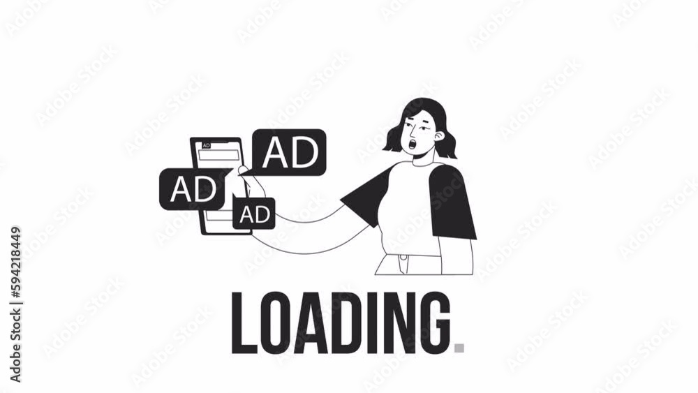 Many ads online bw loader animation. Online advertising. Flash message 4K video footage. Isolated monochrome loading progress indicator with alpha channel transparency for UI, UX web design Many ads online bw loader animation. Online advertising. Flash message 4K video footage. Isolated monochrome loading progress indicator with alpha channel transparency for UI, UX web design