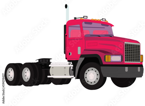 Red truck without the tractor in a single design © WesamStudio