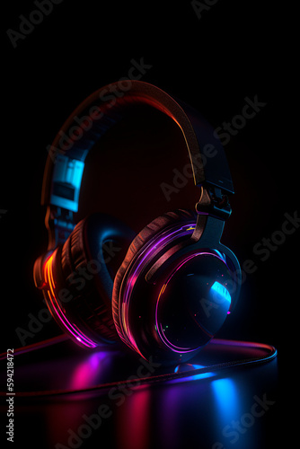 Glowing headphone neon 