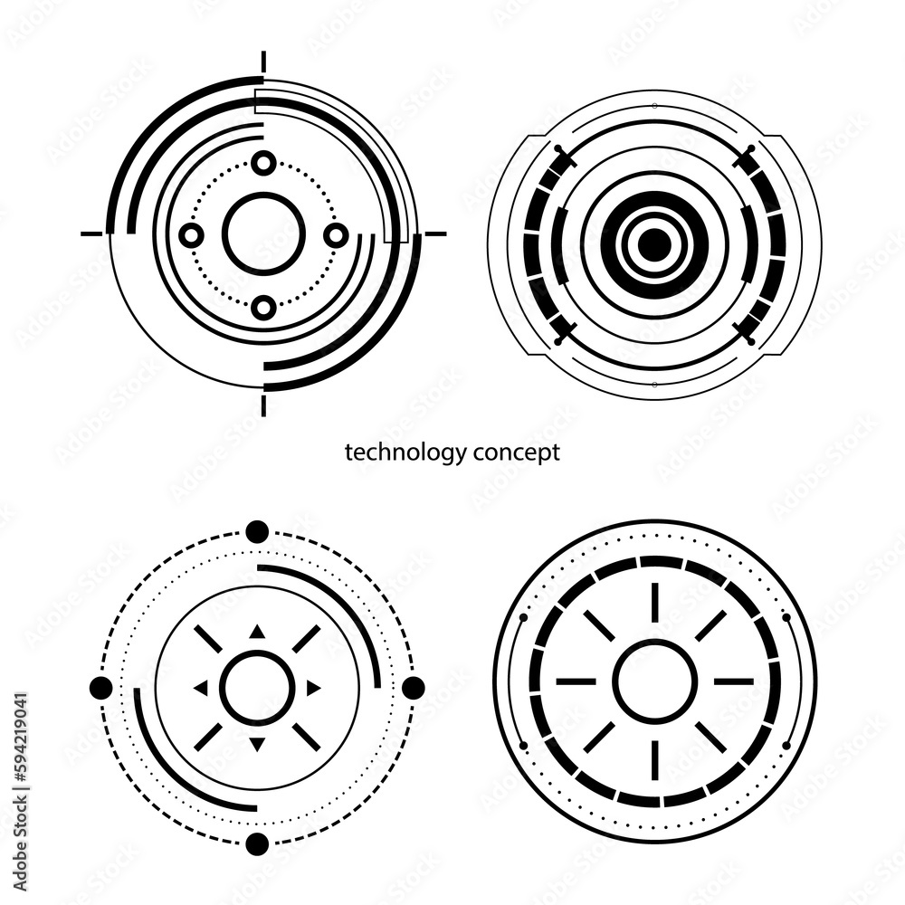 technology concept. HUD Circle User interface on blue background. circle elements for data infographics. set of sci fi modern user interface elements. technology concept. HUD Circle User interface on blue background. circle elements for data infographics. set of sci fi modern user interface elements.