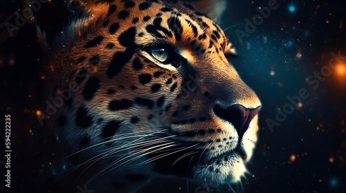 Tiger in cosmic space. gnerative ai.