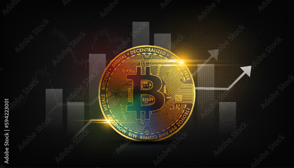 Colorful bitcoin blockchain technology concept Colorful bitcoin blockchain technology concept