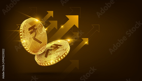 Digital currency indian rupee gdp growth futuristic concept background