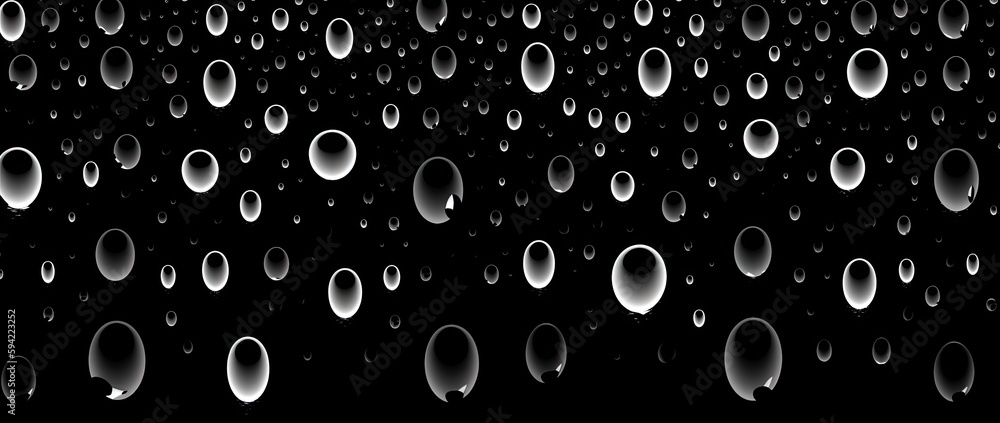 Dark wallpaper with water drops on a black background. Generative AI