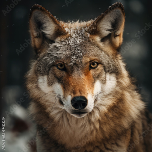 Wolf in winter landscape. generative ai.