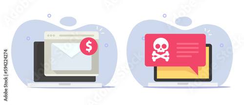 Mail email digital money marketing income received vector icon graphic illustration, electronic envelope cash invoice reminder notice message online, scam fraud alert caution malware notification tech