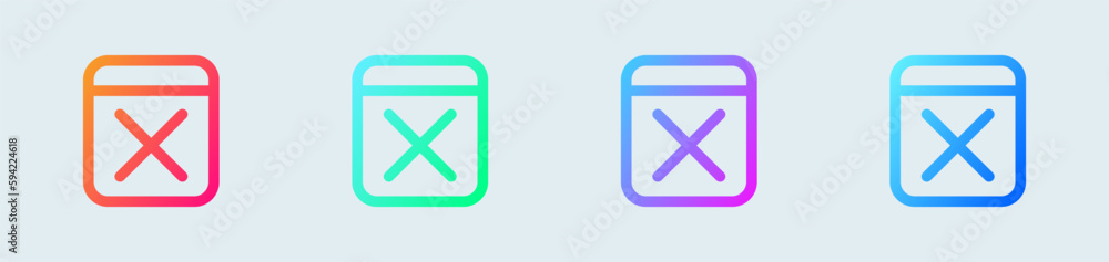 Remove line icon in gradient colors. Delete signs vector illustration. Remove line icon in gradient colors. Delete signs vector illustration.