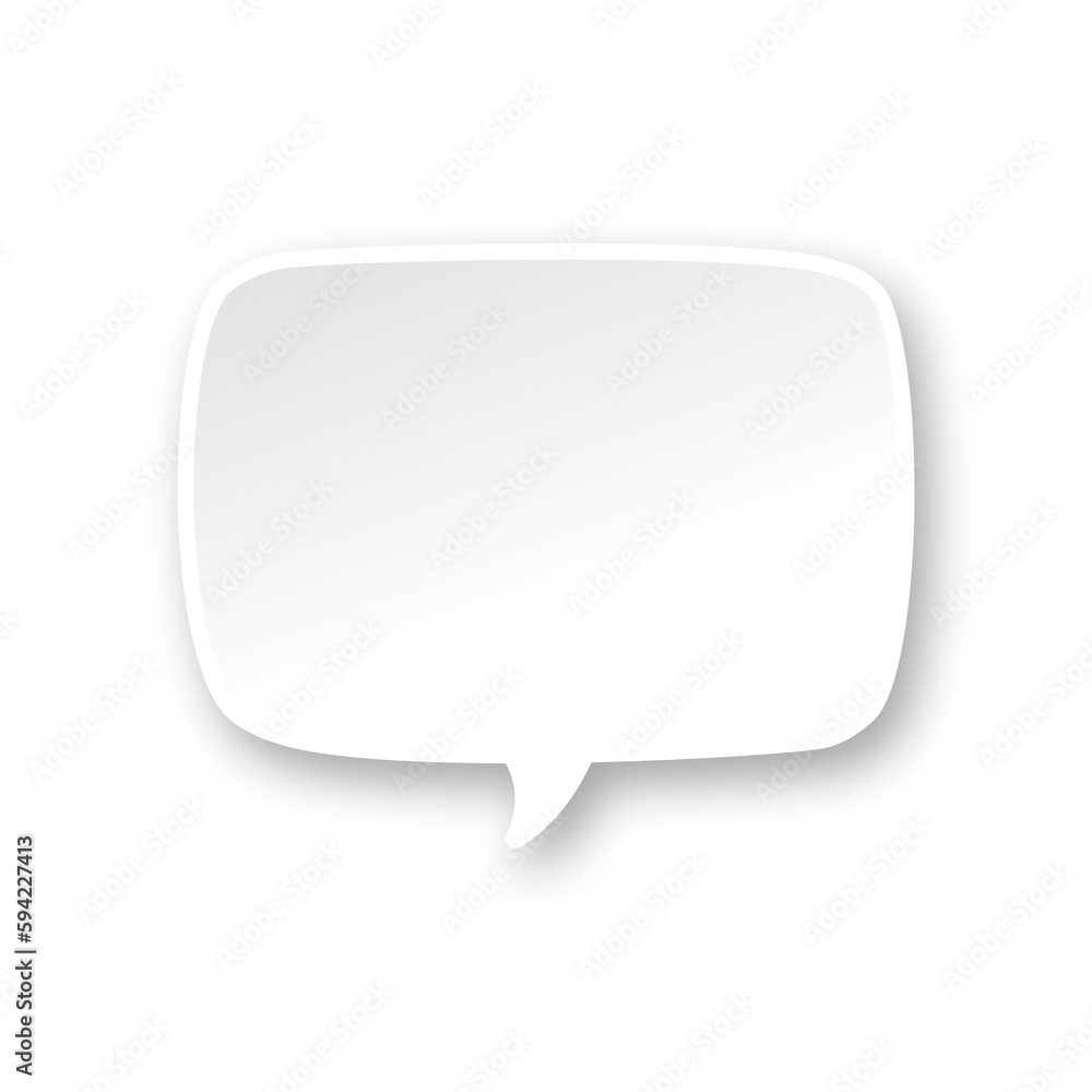 White 3D paper speech bubble. Simple minimal thought balloon infographic design element White 3D paper speech bubble. Simple minimal thought balloon infographic design element