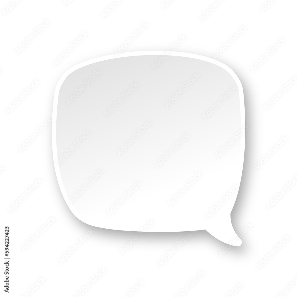White 3D paper speech bubble. Simple minimal thought balloon infographic design element White 3D paper speech bubble. Simple minimal thought balloon infographic design element