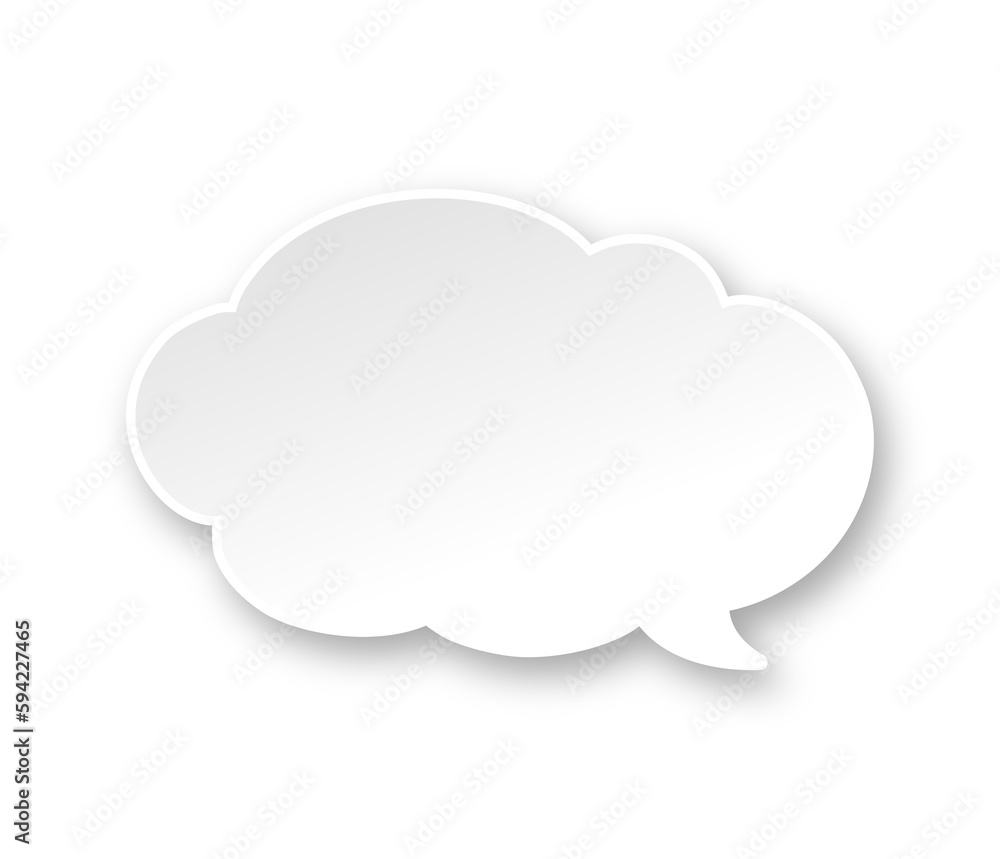 White 3D paper speech bubble cloud. Simple minimal thought balloon infographic design element White 3D paper speech bubble cloud. Simple minimal thought balloon infographic design element