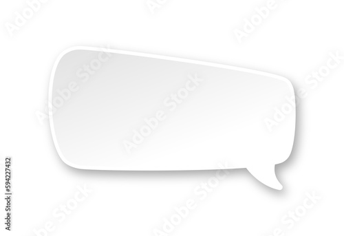 White 3D paper speech bubble. Simple minimal thought balloon infographic design element