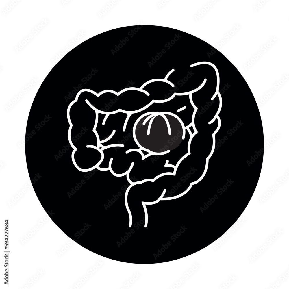 Intestinal obstruction color line icon. Human diseases. Intestinal obstruction color line icon. Human diseases.
