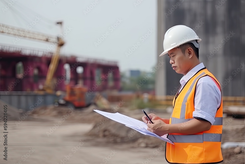 Fototapeta premium engineer at work in warehouse, ai generative