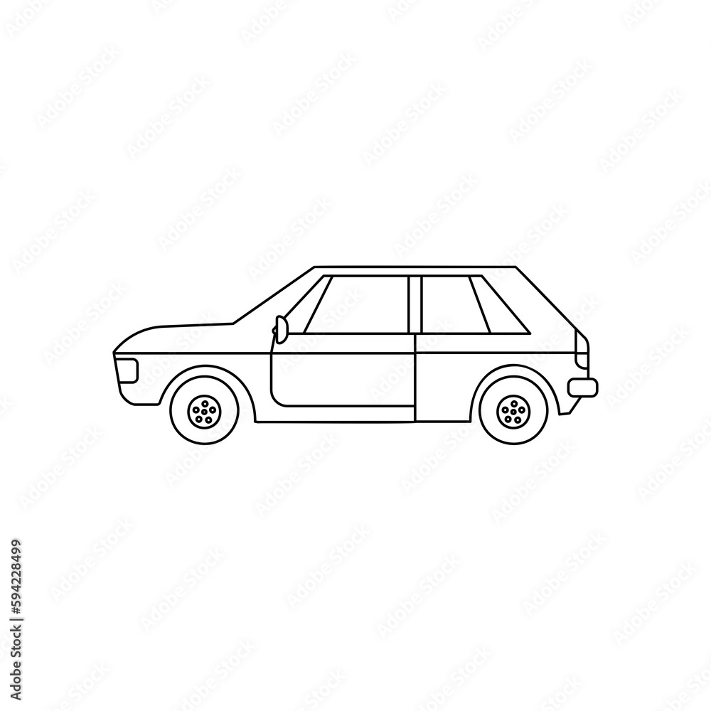 Fototapeta premium sedan car linear isolated on white