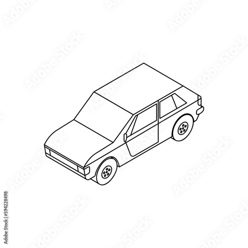 isometric car isolated on white  