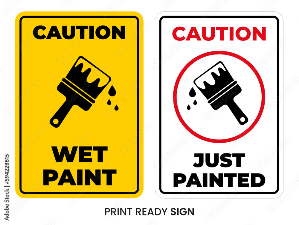 Wet paint, just painted print ready sign vector Stock Vector Adobe Stock