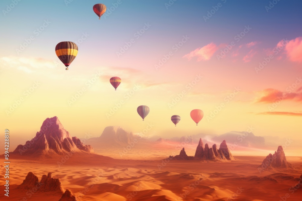 Desert air balloon. Generate Ai Desert air balloon. Generate Ai