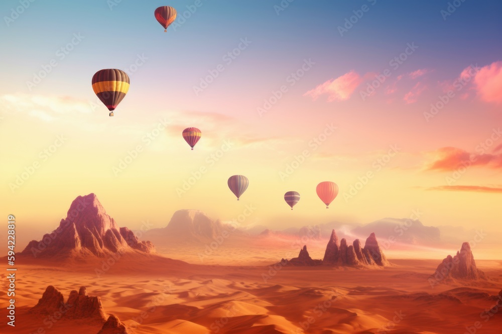 Desert air balloon. Generate Ai