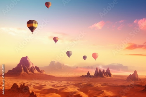 Desert air balloon. Generate Ai © nsit0108
