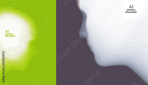 Obraz na plátně Head profile with gradient fade colors