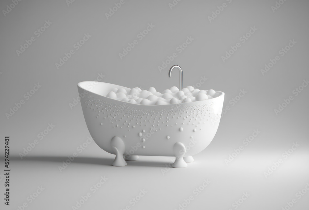 bath tub with foam. 3D Render. Generative AI bath tub with foam. 3D Render. Generative AI