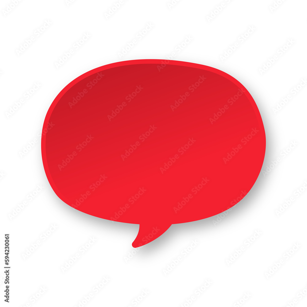 Red 3D paper speech bubble. Simple minimal thought balloon infographic design element Red 3D paper speech bubble. Simple minimal thought balloon infographic design element