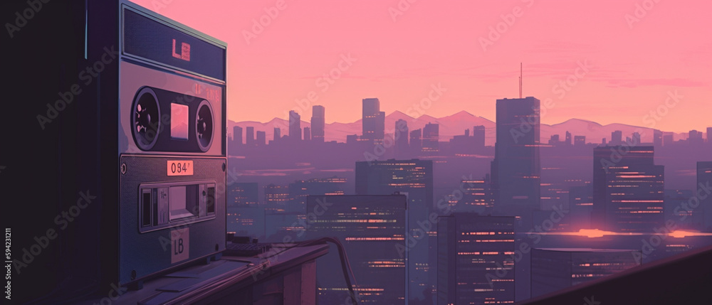 Fototapeta premium Lo-fi music,vintage Created with generative AI tools