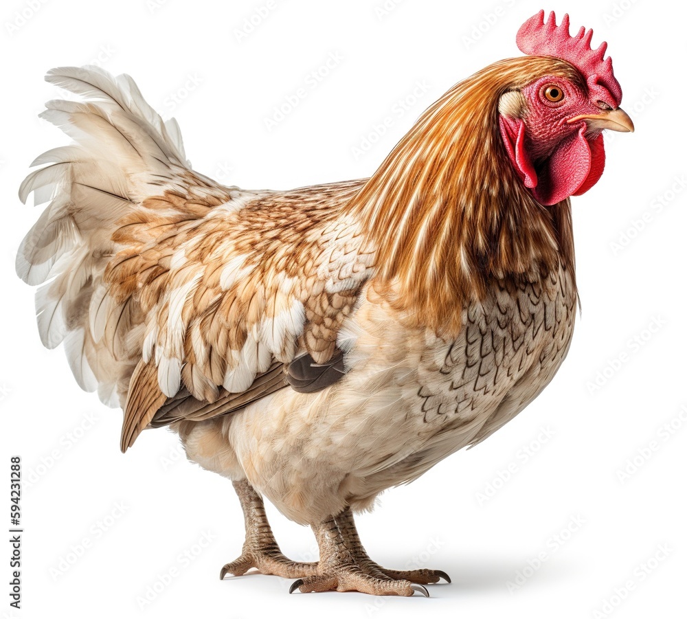 Fototapeta premium Pure and Simple: A Beautiful Brahma Chicken, Isolated on White Background - Generative AI