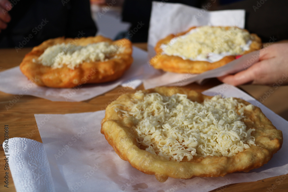 traditional hungarian fried street food colled langos