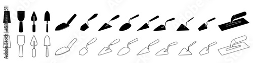 Trowel icon vector set. Putty knife illustration sign collection. spatula symbol or logo.  photo